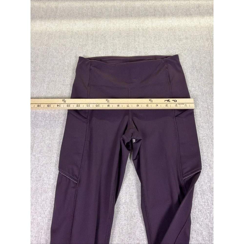 Lululemon Women's Leggings Size 4 Burgandy with Pockets High Rise Ankle - Picture 5 of 16